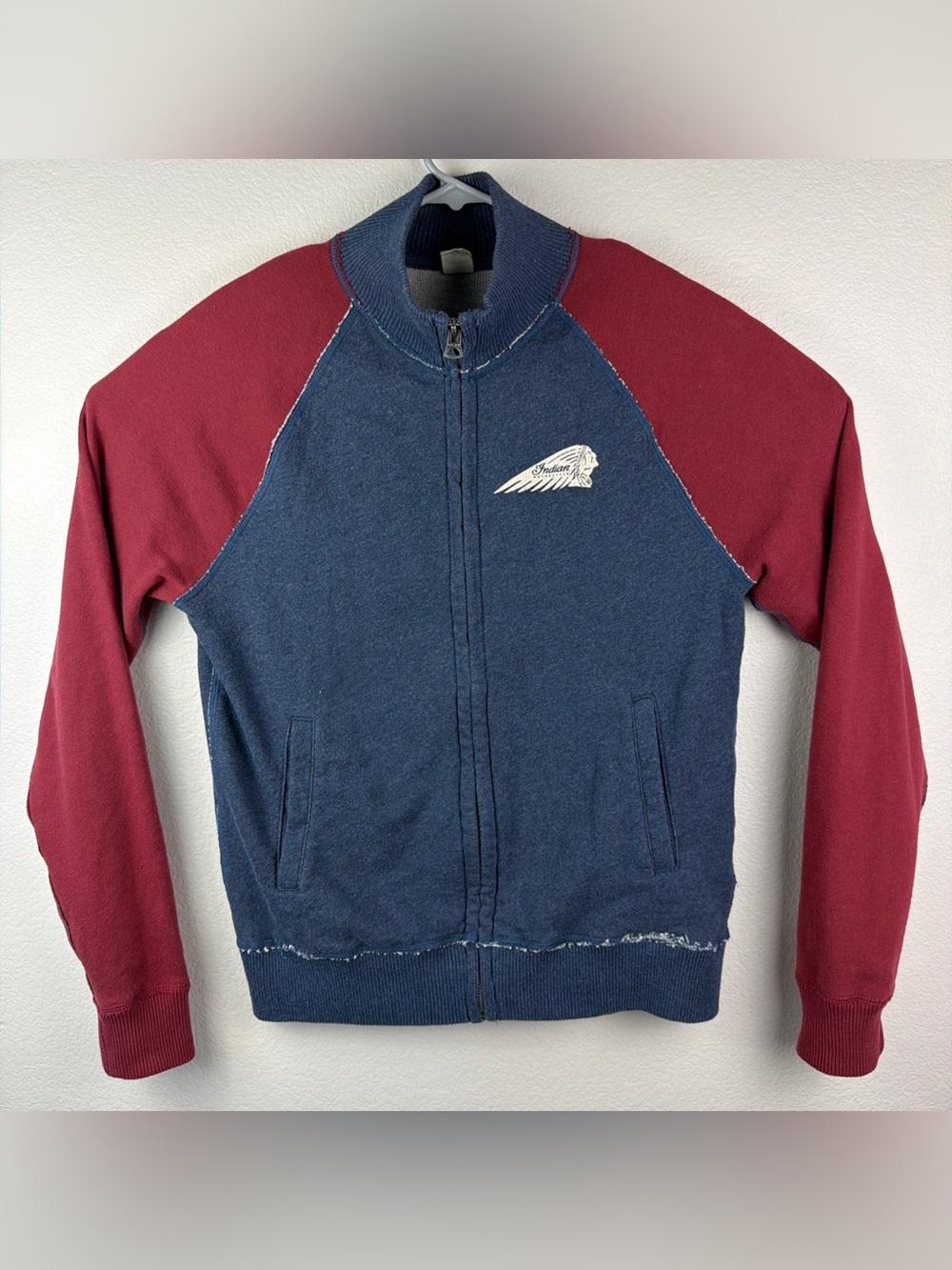 Lucky Brand Indian Motorcycle Full Zip Sweatshirt Logo Blue Men’s Medium
